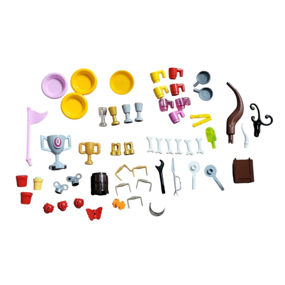 LEGO Accessories Lot 56 Pc Bundle Utensils Dishes Trophy Bones Binoculars Parts‎